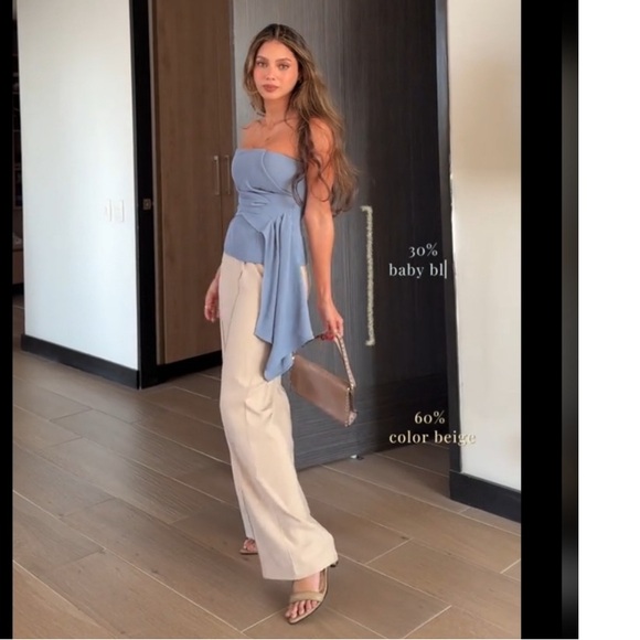 Zara Blue Strapless Crop Top - Picture 15 of 16